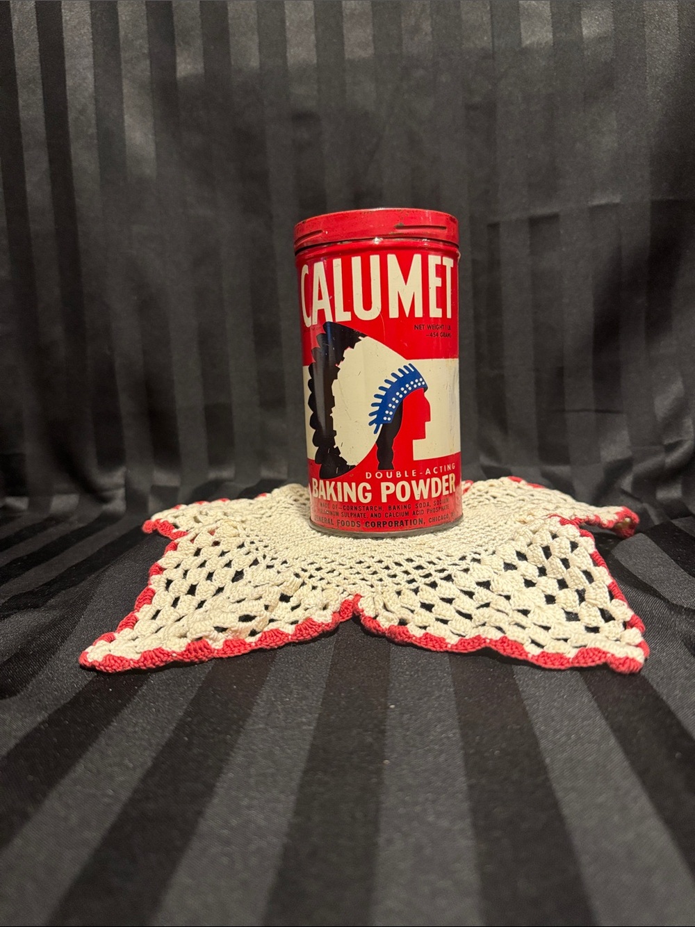 Red Vintage Baking Powder Tin - Decorative Home Accent
